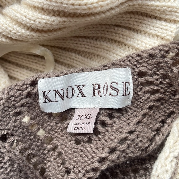 EUC Knox Rose open front cardigan with multiple knit panes of different pattern - Picture 8 of 10